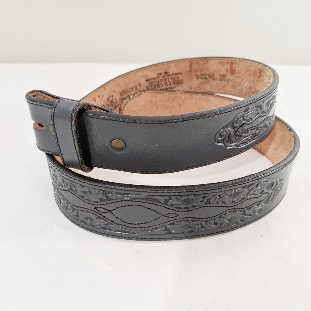 silver creek dark gray leather belt